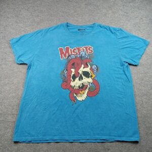 Misfits Band Shirt Mens 2XL Blue Skull Tentacles Graphic Tee Tagless Cotton